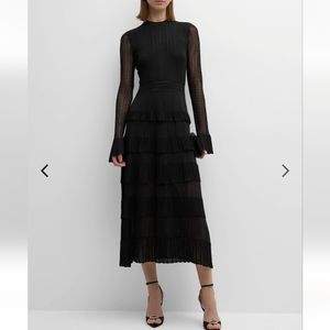 Lela Rose RUFFLE DETAIL KNIT PIPER DRESS